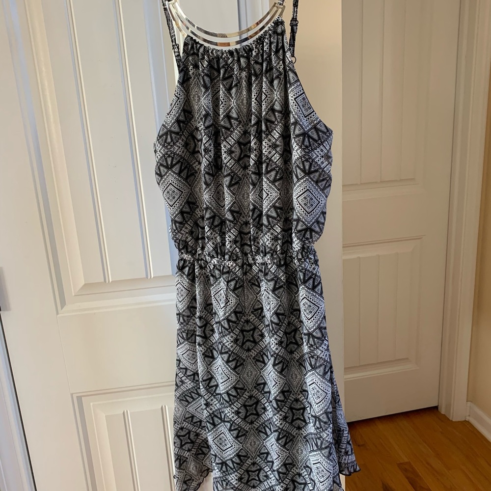 Handkerchief hem Summer dress, silver front accent